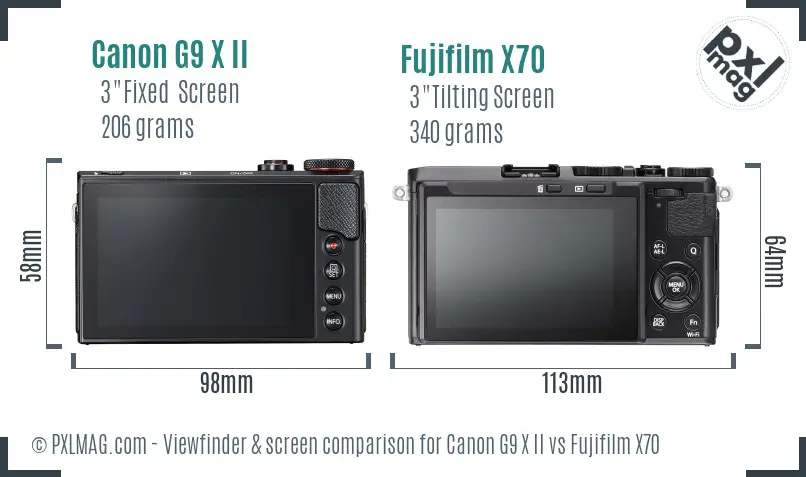 Canon G9 X II vs Fujifilm X70 Screen and Viewfinder comparison