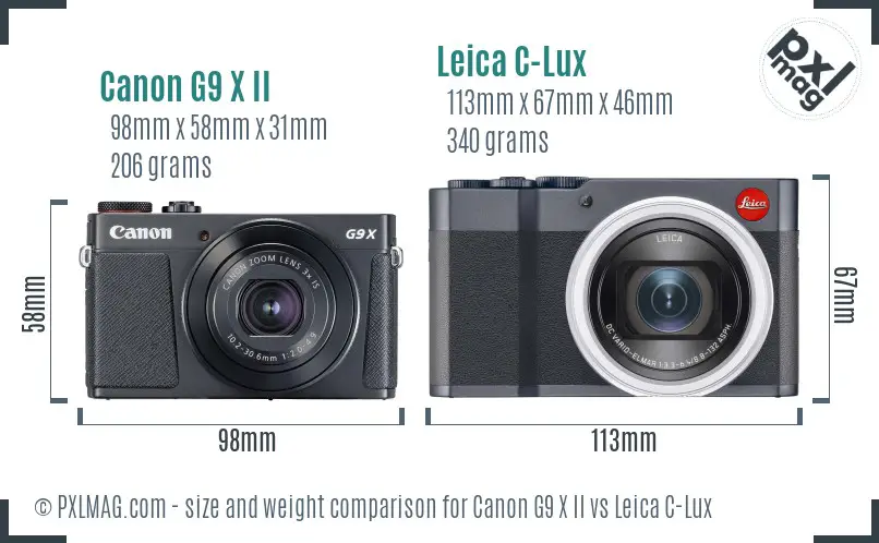 Canon G9 X II vs Leica C-Lux size comparison