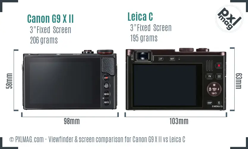 Canon G9 X II vs Leica C Screen and Viewfinder comparison Canon G9 X II vs Leica C Screen and Viewfinder comparison