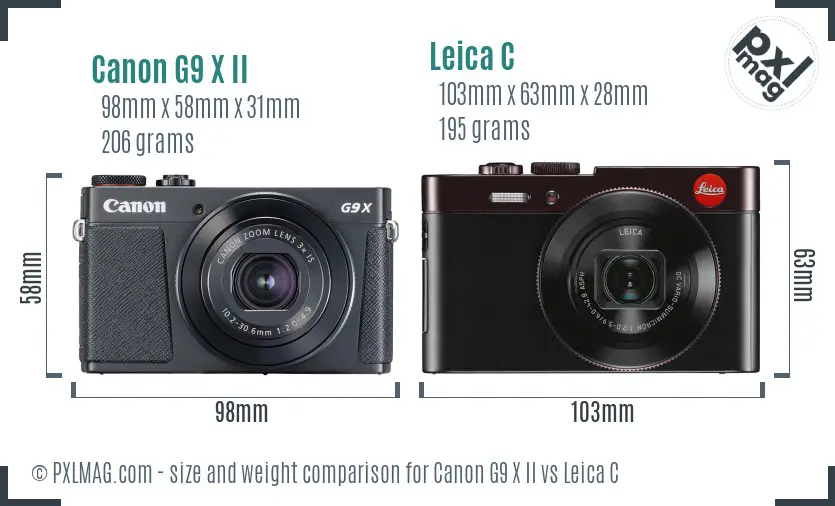 Canon G9 X II vs Leica C size comparison Canon G9 X II vs Leica C size comparison