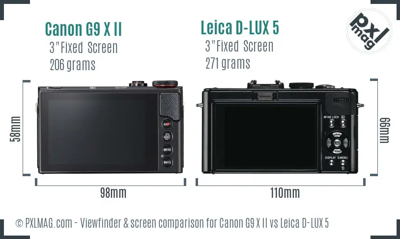 Canon G9 X II vs Leica D-LUX 5 Screen and Viewfinder comparison