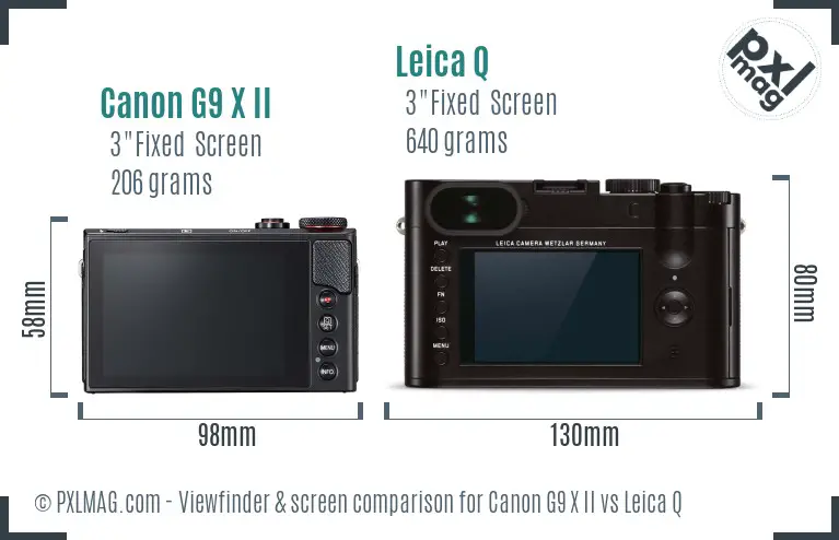 Canon G9 X II vs Leica Q Screen and Viewfinder comparison