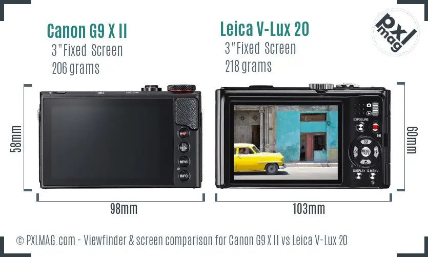 Canon G9 X II vs Leica V-Lux 20 Screen and Viewfinder comparison