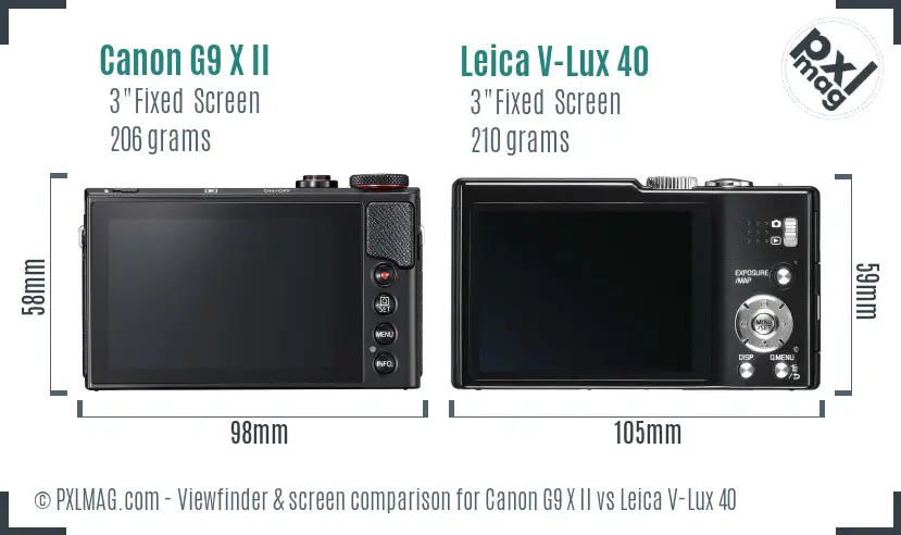 Canon G9 X II vs Leica V-Lux 40 Screen and Viewfinder comparison