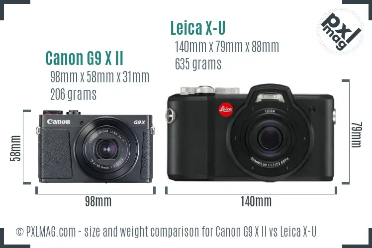 Canon G9 X II vs Leica X-U size comparison