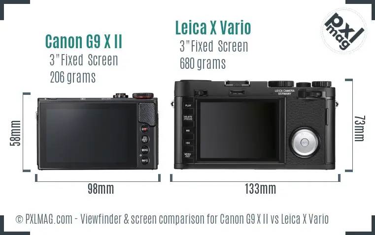 Canon G9 X II vs Leica X Vario Screen and Viewfinder comparison