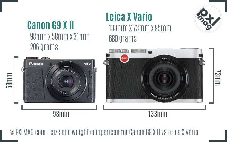 Canon G9 X II vs Leica X Vario size comparison