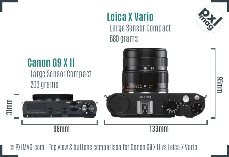 Canon G9 X II vs Leica X Vario top view buttons comparison