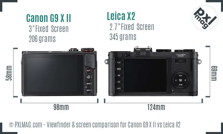 Canon G9 X II vs Leica X2 Screen and Viewfinder comparison