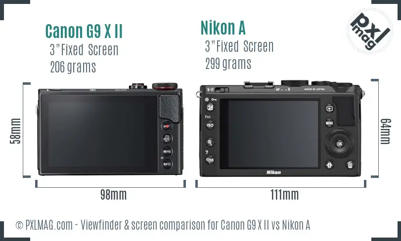 Canon G9 X II vs Nikon A Screen and Viewfinder comparison