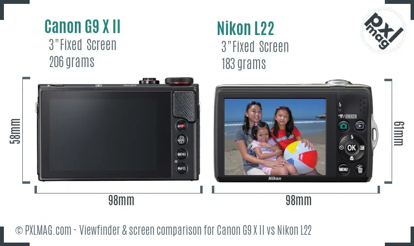 Canon G9 X II vs Nikon L22 Screen and Viewfinder comparison