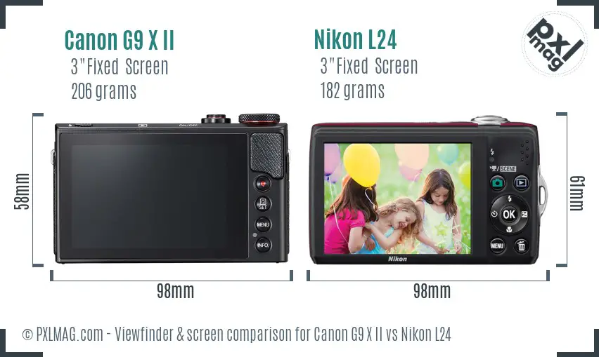 Canon G9 X II vs Nikon L24 Screen and Viewfinder comparison