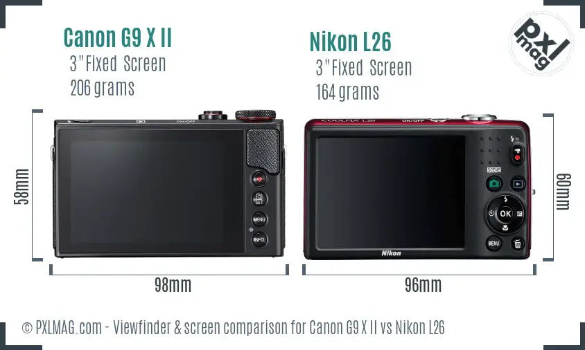 Canon G9 X II vs Nikon L26 Screen and Viewfinder comparison