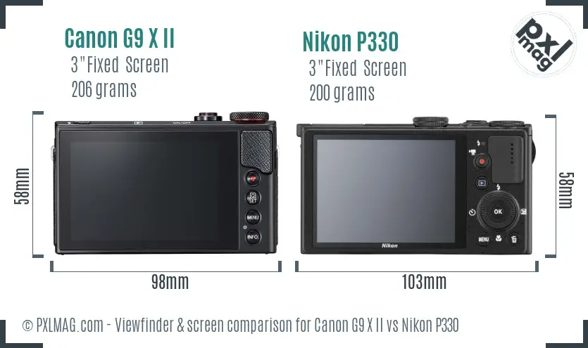 Canon G9 X II vs Nikon P330 Screen and Viewfinder comparison
