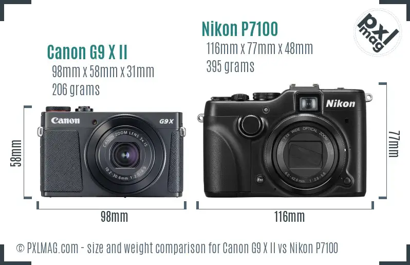 Canon G9 X II vs Nikon P7100 size comparison