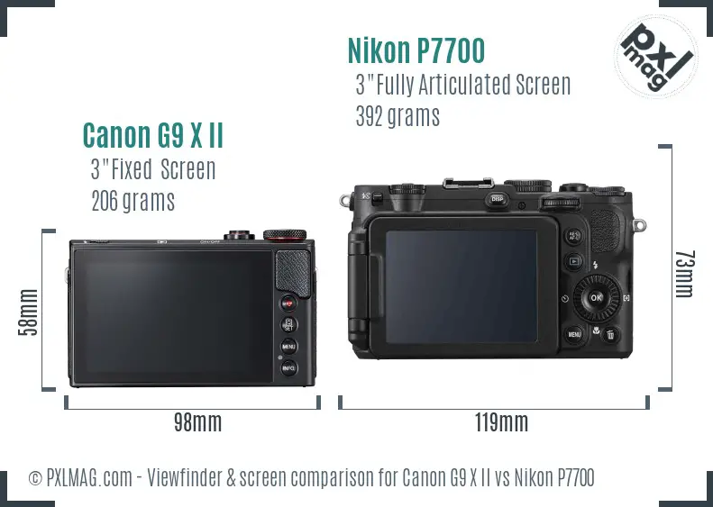 Canon G9 X II vs Nikon P7700 Screen and Viewfinder comparison