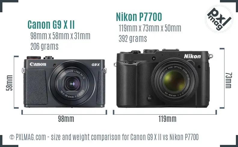 Canon G9 X II vs Nikon P7700 size comparison