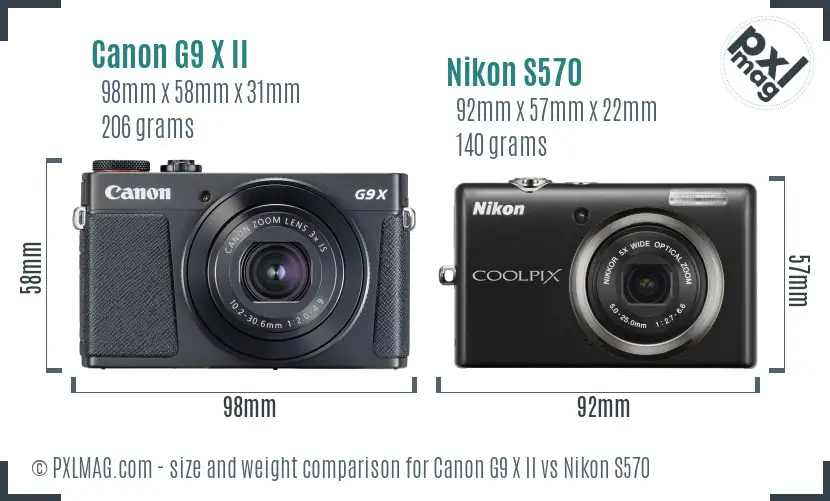 Canon G9 X II vs Nikon S570 size comparison