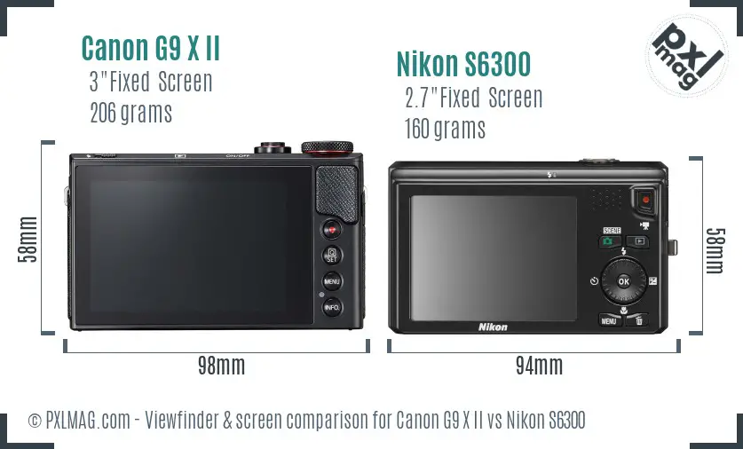 Canon G9 X II vs Nikon S6300 Screen and Viewfinder comparison