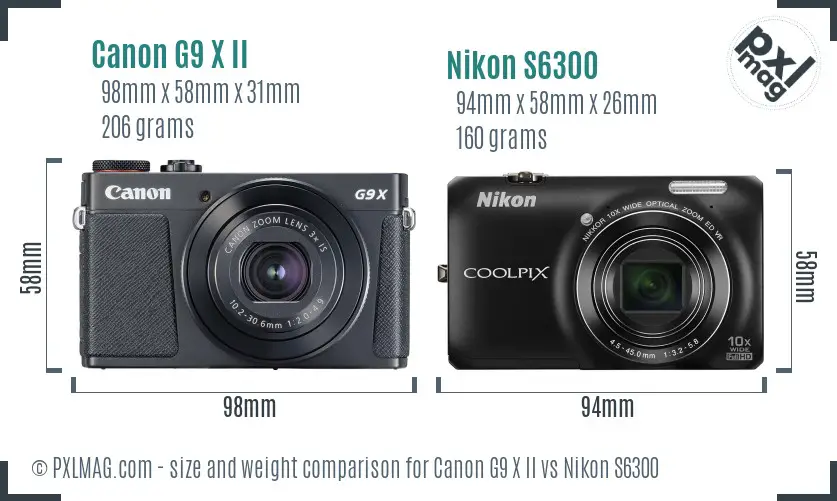 Canon G9 X II vs Nikon S6300 size comparison