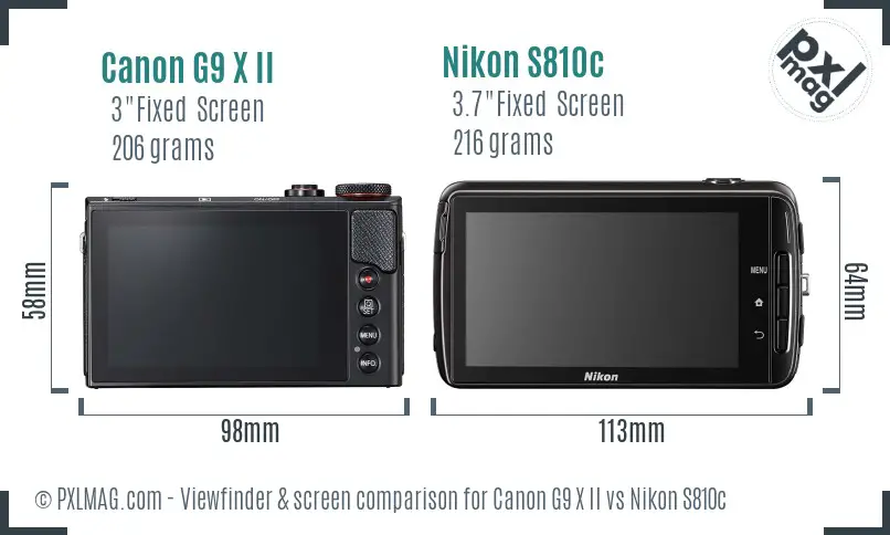 Canon G9 X II vs Nikon S810c Screen and Viewfinder comparison