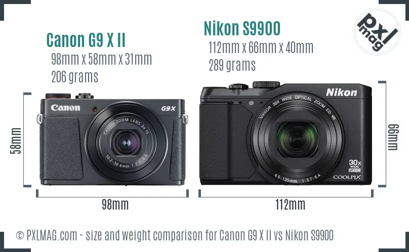 Canon G9 X II vs Nikon S9900 size comparison