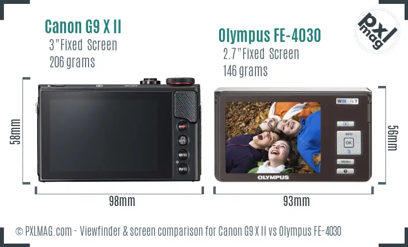 Canon G9 X II vs Olympus FE-4030 Screen and Viewfinder comparison