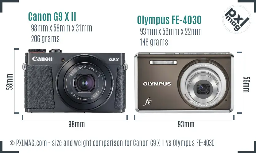 Canon G9 X II vs Olympus FE-4030 size comparison