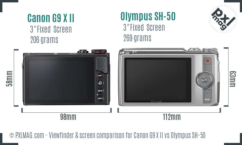 Canon G9 X II vs Olympus SH-50 Screen and Viewfinder comparison Canon G9 X II vs Olympus SH-50 Screen and Viewfinder comparison