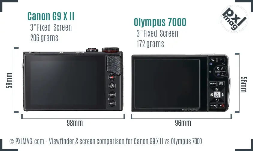 Canon G9 X II vs Olympus 7000 Screen and Viewfinder comparison