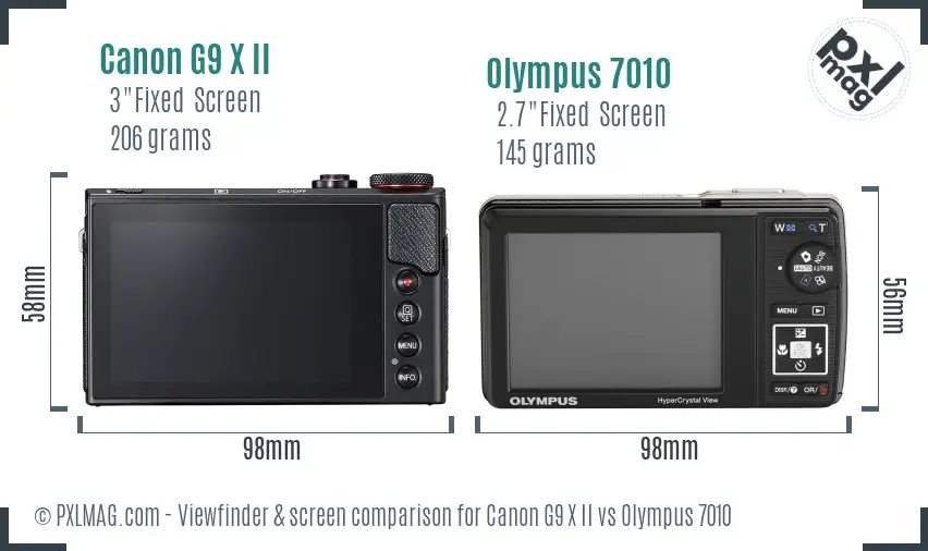 Canon G9 X II vs Olympus 7010 Screen and Viewfinder comparison