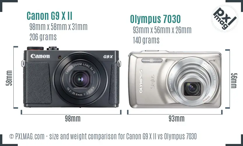 Canon G9 X II vs Olympus 7030 size comparison