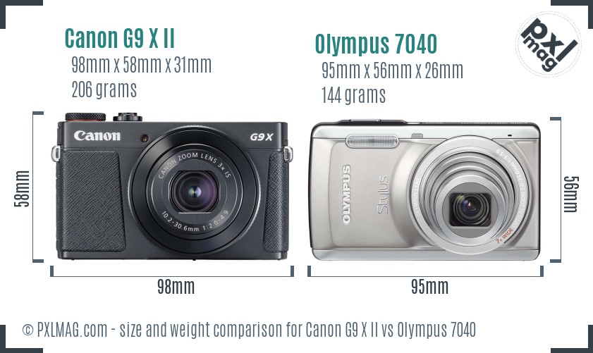 Canon G9 X II vs Olympus 7040 size comparison Canon G9 X II vs Olympus 7040 size comparison