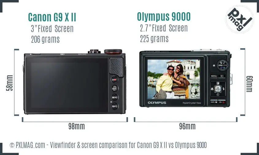 Canon G9 X II vs Olympus 9000 Screen and Viewfinder comparison