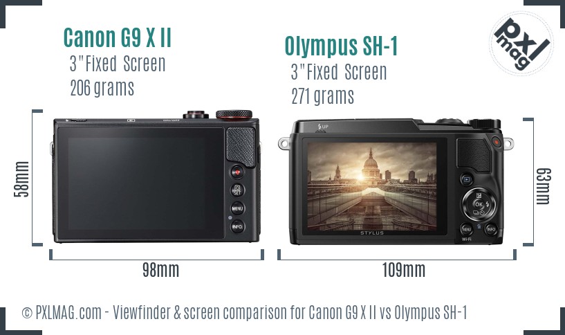 Canon G9 X II vs Olympus SH-1 Screen and Viewfinder comparison