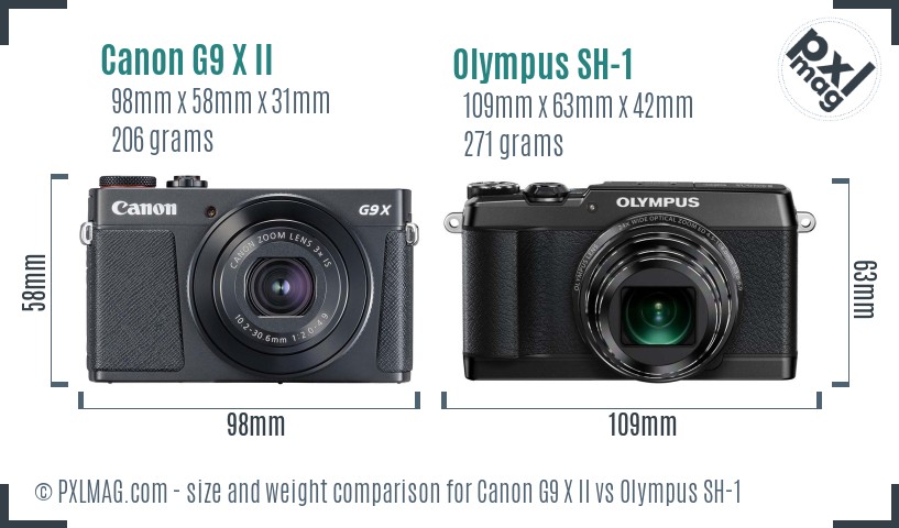 Canon G9 X II vs Olympus SH-1 size comparison