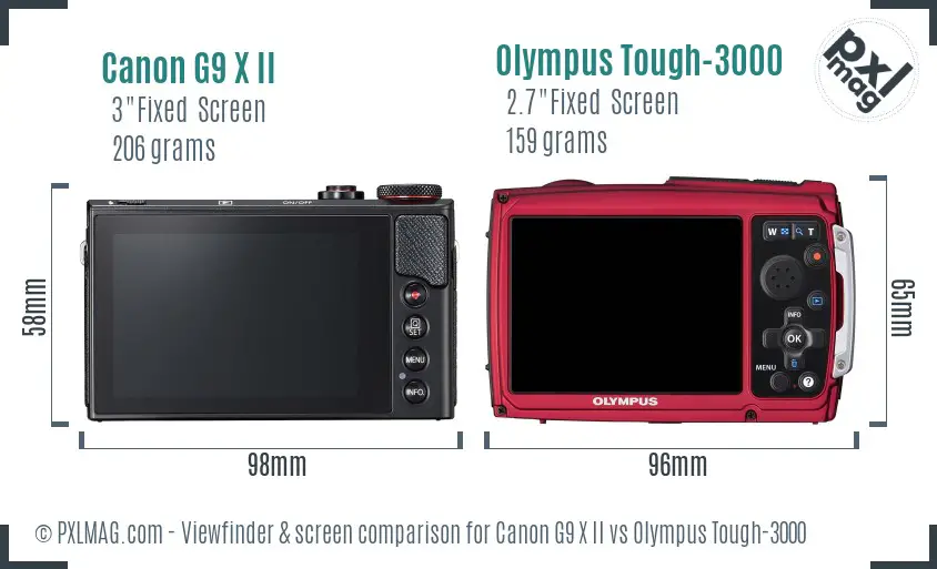 Canon G9 X II vs Olympus Tough-3000 Screen and Viewfinder comparison Canon G9 X II vs Olympus Tough-3000 Screen and Viewfinder comparison