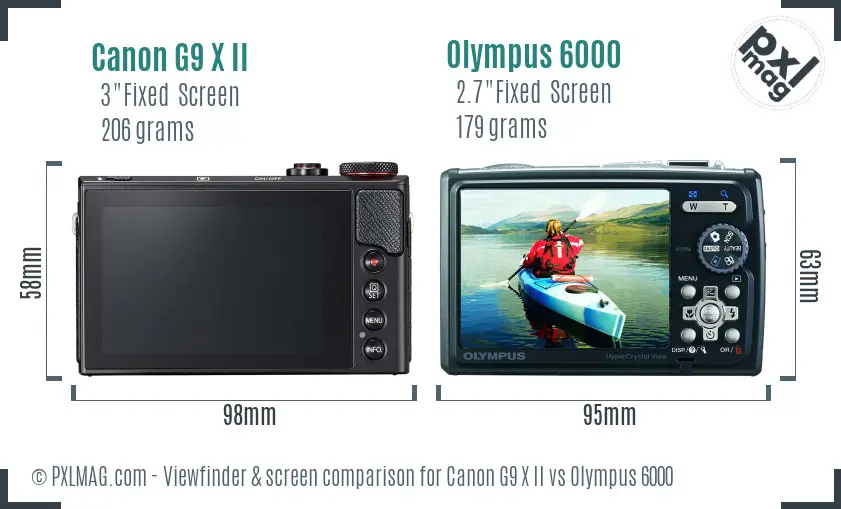 Canon G9 X II vs Olympus 6000 Screen and Viewfinder comparison