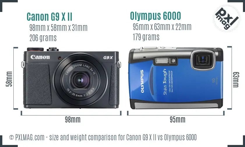 Canon G9 X II vs Olympus 6000 size comparison