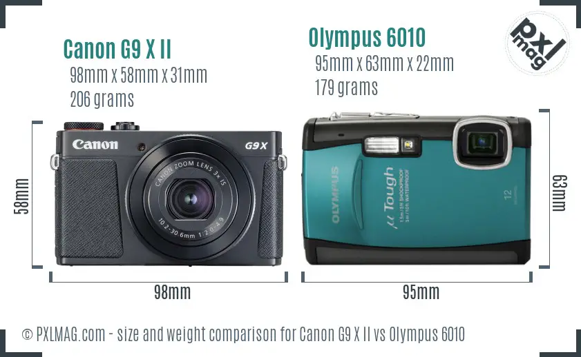 Canon G9 X II vs Olympus 6010 size comparison