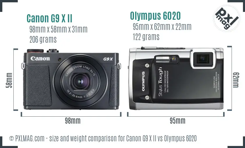 Canon G9 X II vs Olympus 6020 size comparison