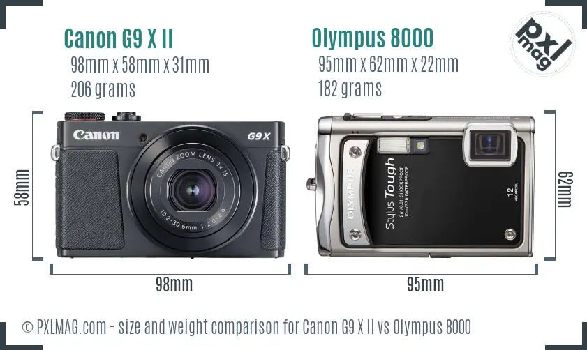 Canon G9 X II vs Olympus 8000 size comparison
