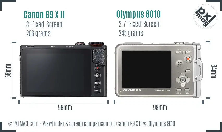 Canon G9 X II vs Olympus 8010 Screen and Viewfinder comparison