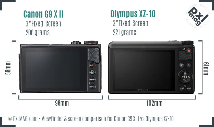 Canon G9 X II vs Olympus XZ-10 Screen and Viewfinder comparison