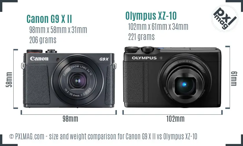 Canon G9 X II vs Olympus XZ-10 size comparison