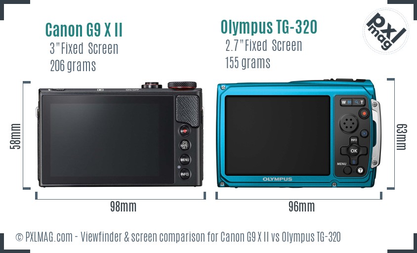 Canon G9 X II vs Olympus TG-320 Screen and Viewfinder comparison