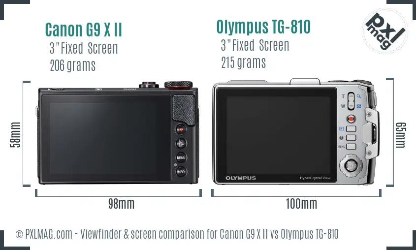 Canon G9 X II vs Olympus TG-810 Screen and Viewfinder comparison