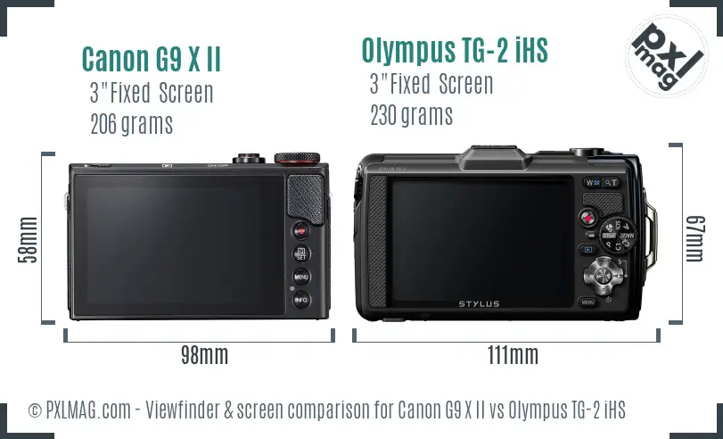 Canon G9 X II vs Olympus TG-2 iHS Screen and Viewfinder comparison