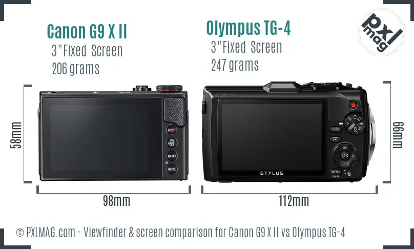 Canon G9 X II vs Olympus TG-4 Screen and Viewfinder comparison