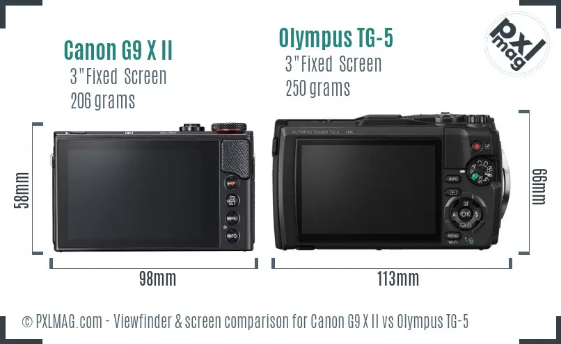 Canon G9 X II vs Olympus TG-5 Screen and Viewfinder comparison